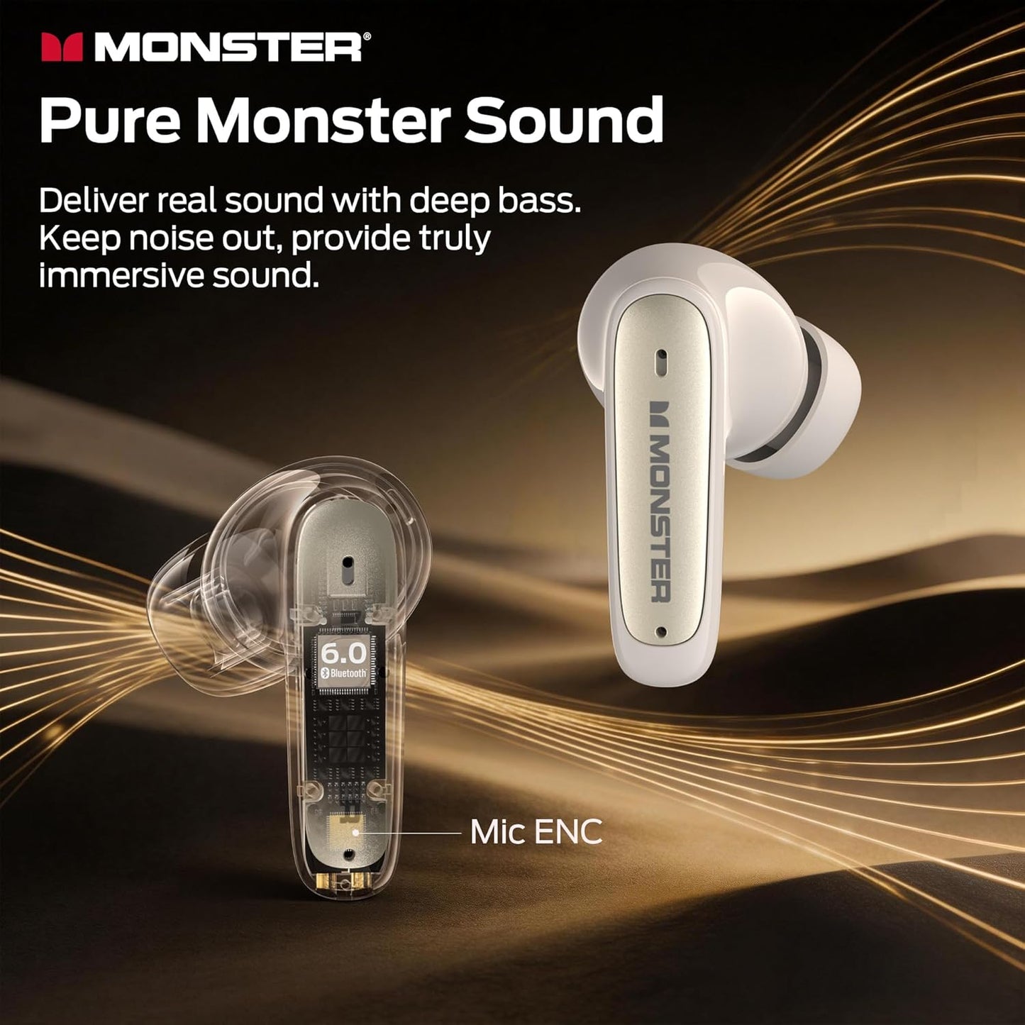 Bluetooth-Headset Monster N-Lite 310, TWS, Hellcreme