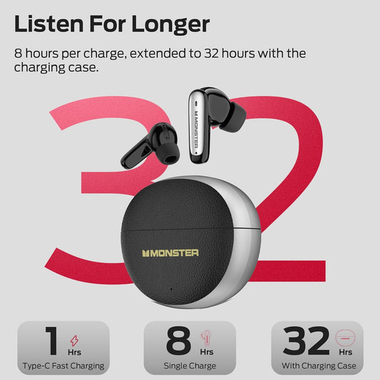 Bluetooth-Headset Monster N-Lite 310, TWS, Schwarz