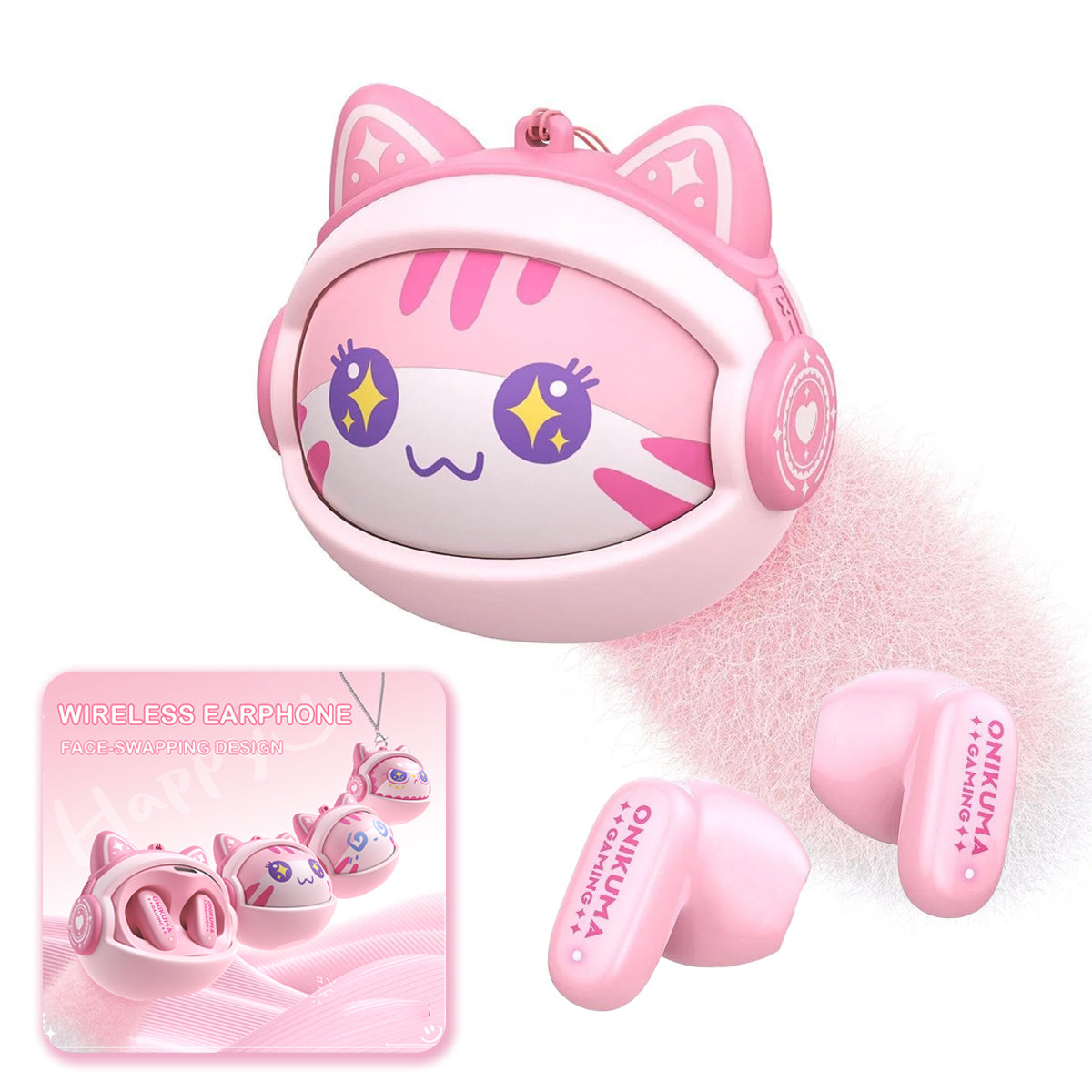 Bluetooth-Headset Onikuma TX603, TWS, Rosa