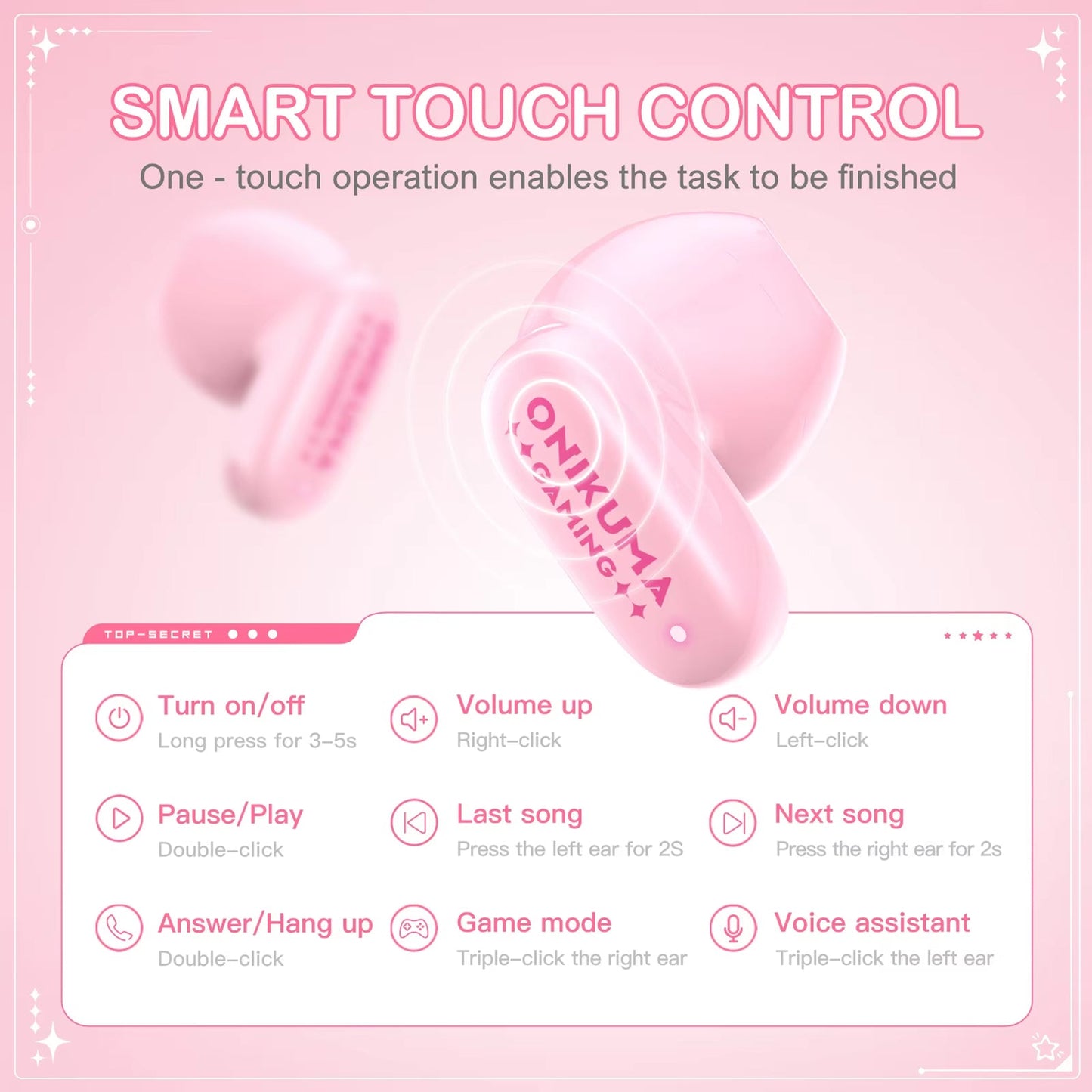 Bluetooth-Headset Onikuma TX603, TWS, Rosa