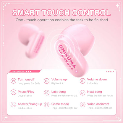 Bluetooth-Headset Onikuma TX603, TWS, Rosa