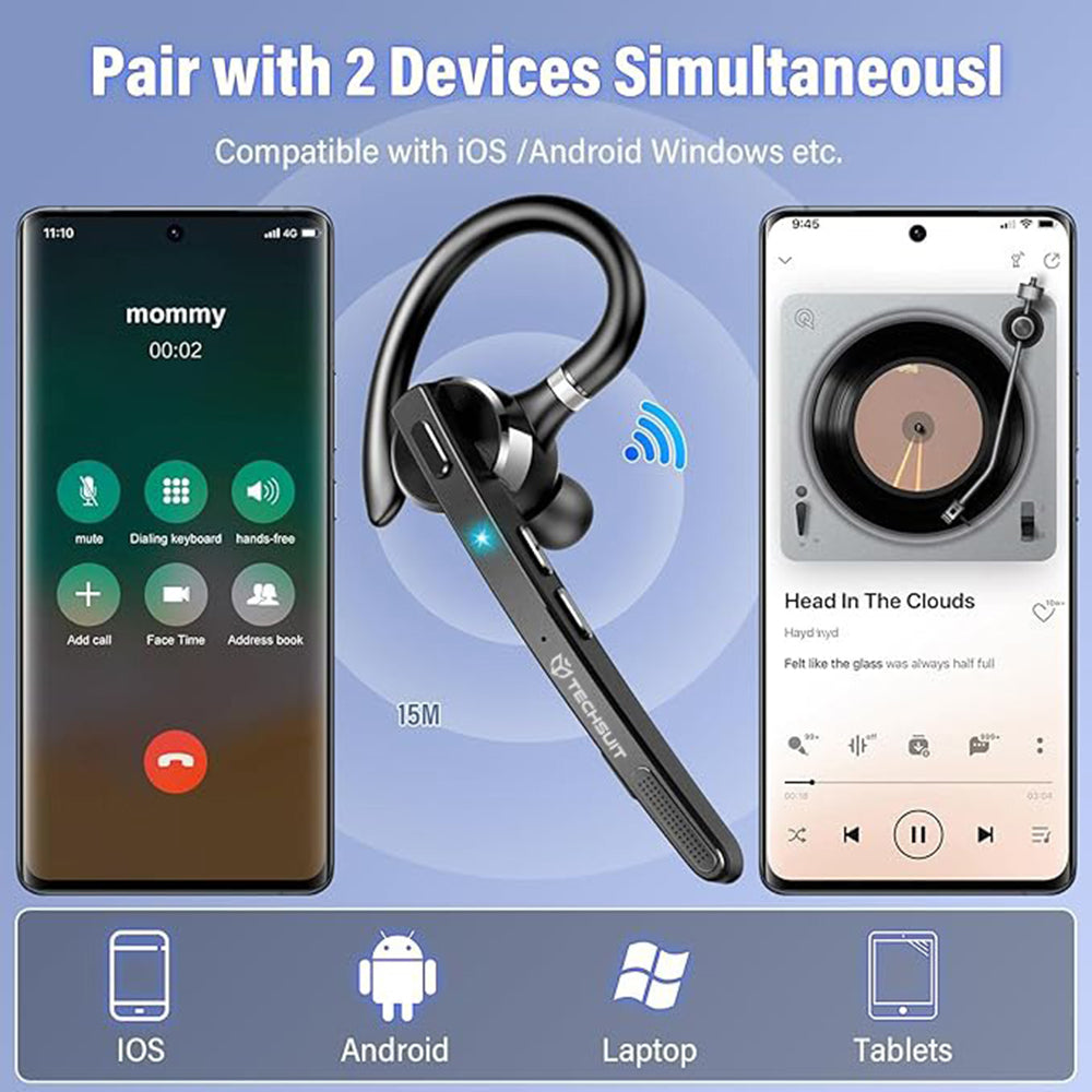 Handsfree Bluetooth Techsuit G9 TalkZen, A2DP, Schwarz