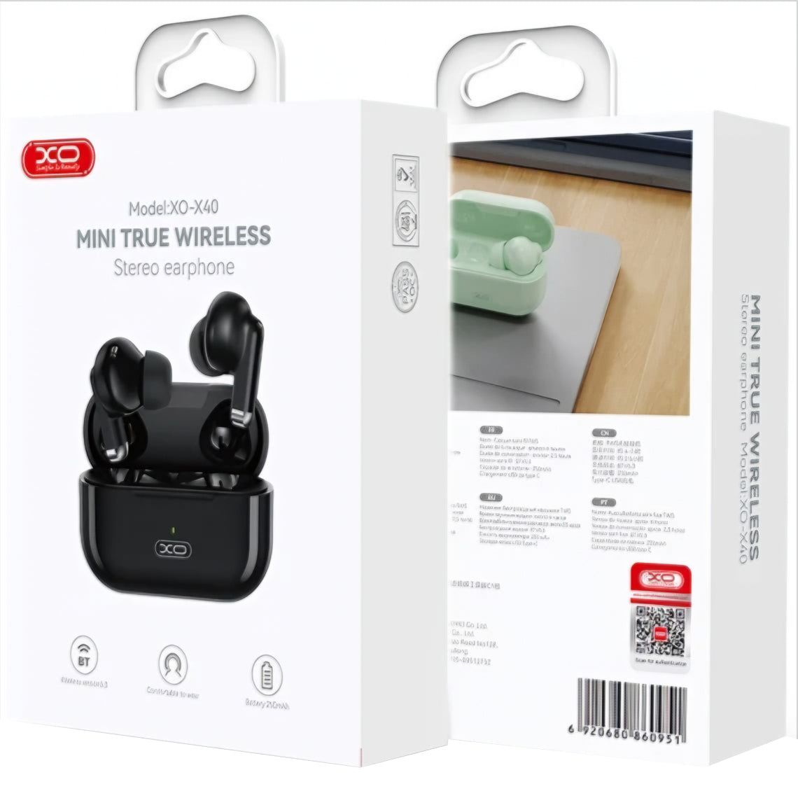Handsfree Bluetooth XO Design X40, TWS, Schwarz