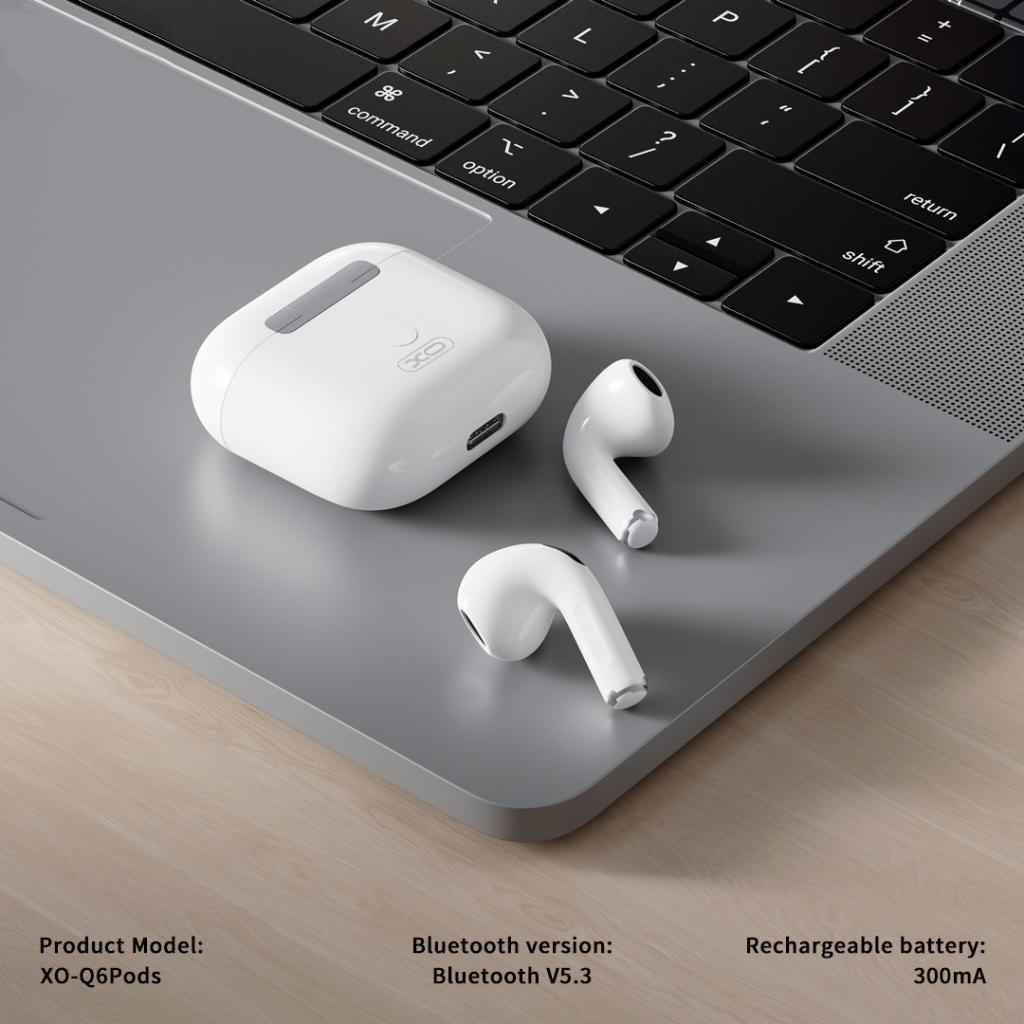 Handsfree Bluetooth XO Design Q6 Pods, TWS, Weiß
