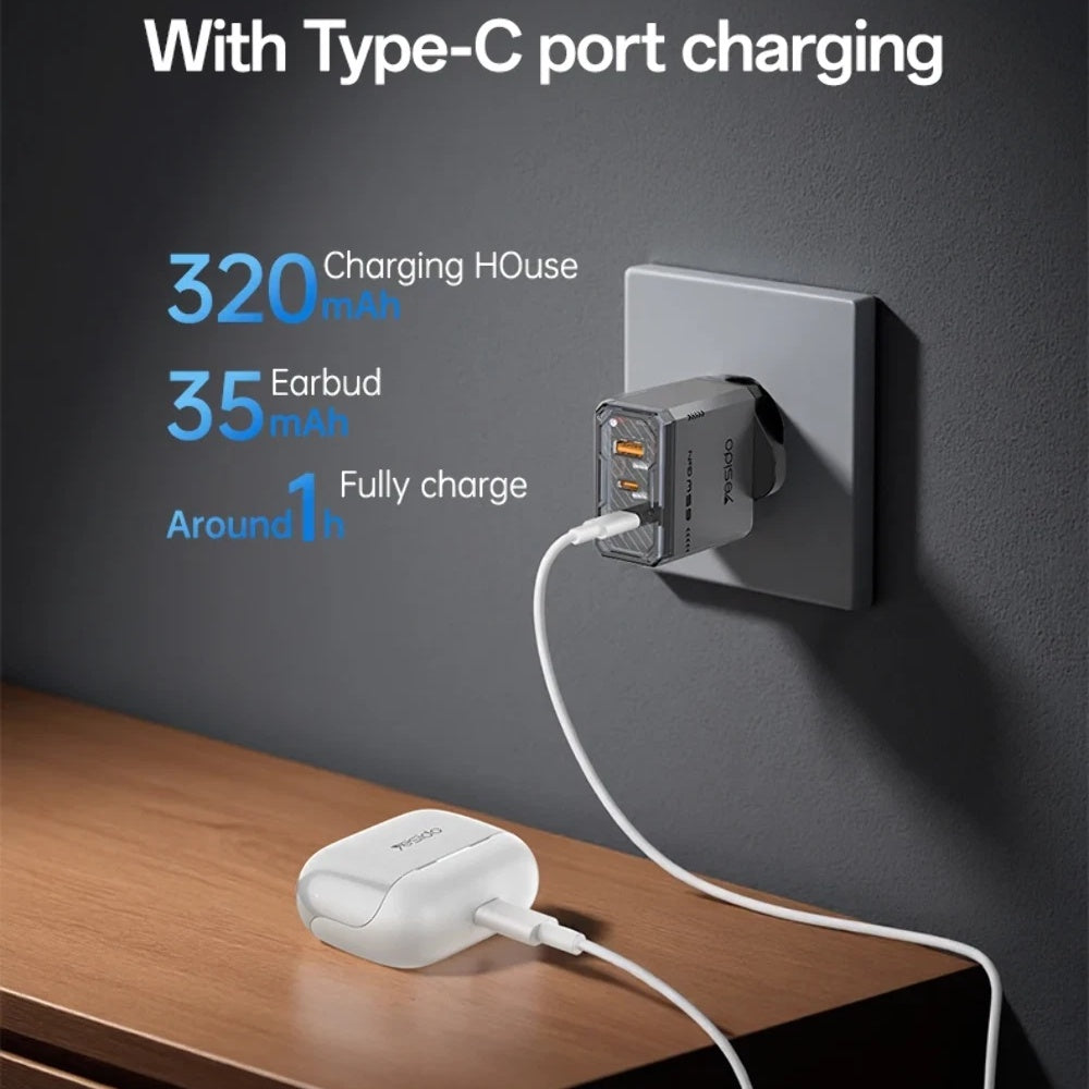 Handsfree Bluetooth Yesido TWS34, TWS, ANC, Weiß