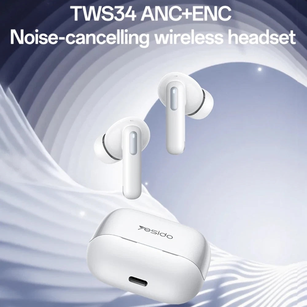 Handsfree Bluetooth Yesido TWS34, TWS, ANC, Weiß