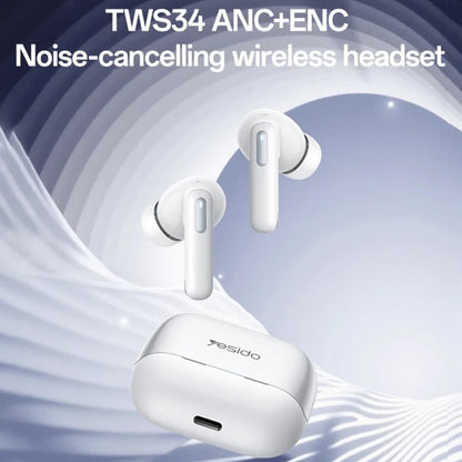 Handsfree Bluetooth Yesido TWS34, TWS, ANC, Weiß