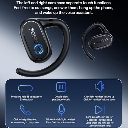 Handsfree Bluetooth Yesido YSP25, TWS, Schwarz