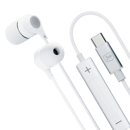 3MK USB-C In-Ear Kopfhörer | Weiß | 1.2m Kabel | Mikrofon