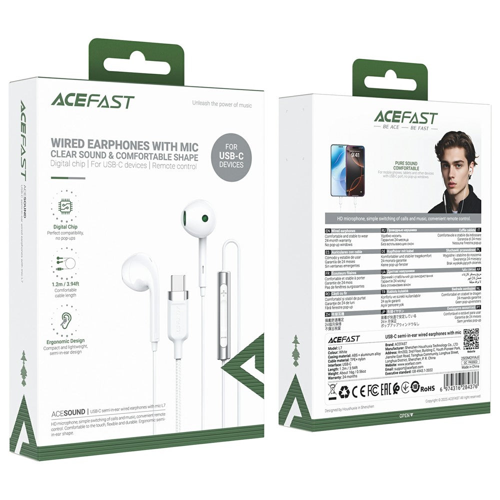 Handsfree USB-C Acefast L7, Weiß