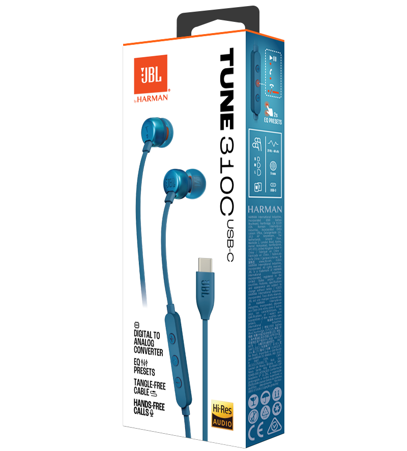 Handsfree USB-C JBL Tune 310C, Blau JBLT310CBLU