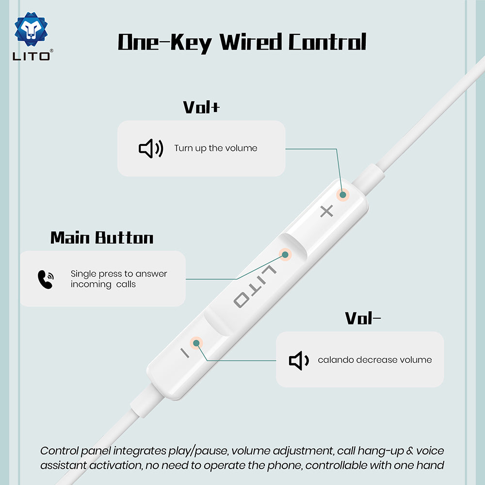 Handsfree USB-C Lito LF01T, 1,2m, Weiß