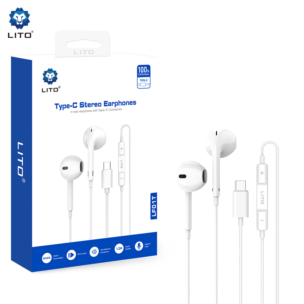 Handsfree USB-C Lito LF01T, 1,2m, Weiß