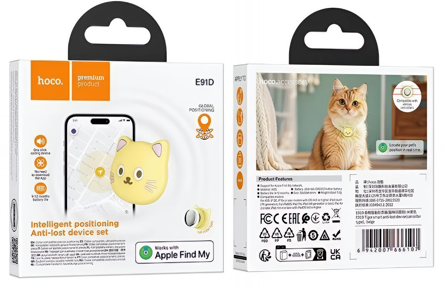 HOCO SmartTag E91D Cat für iOS-Serien, Beige