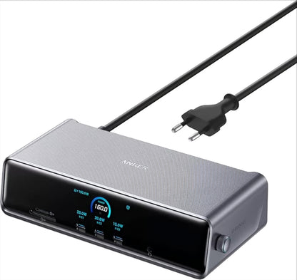 Multifunktionaler Hub Anker Prime, 3 x USB-A - 4 x USB-C - 1 x Display Port - 2 x HDMI - 1 x 3,5 mm Klinke - 1 x RJ45 - 1 x SD - 1 x microSD, Grau A83B33A1