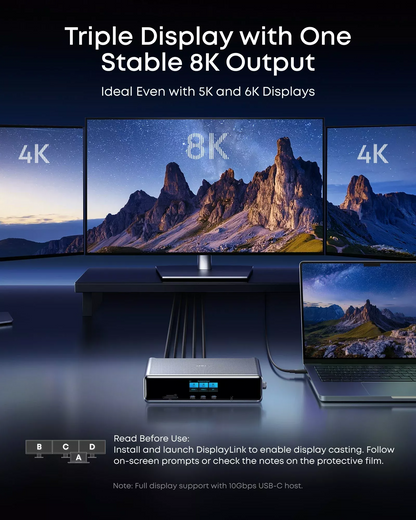 Multifunktionaler Hub Anker Prime, 3 x USB-A - 4 x USB-C - 1 x Display Port - 2 x HDMI - 1 x 3,5 mm Klinke - 1 x RJ45 - 1 x SD - 1 x microSD, Grau A83B33A1