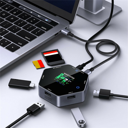 Multifunktionaler OEM-Hub YC-931, 8in1, Grau