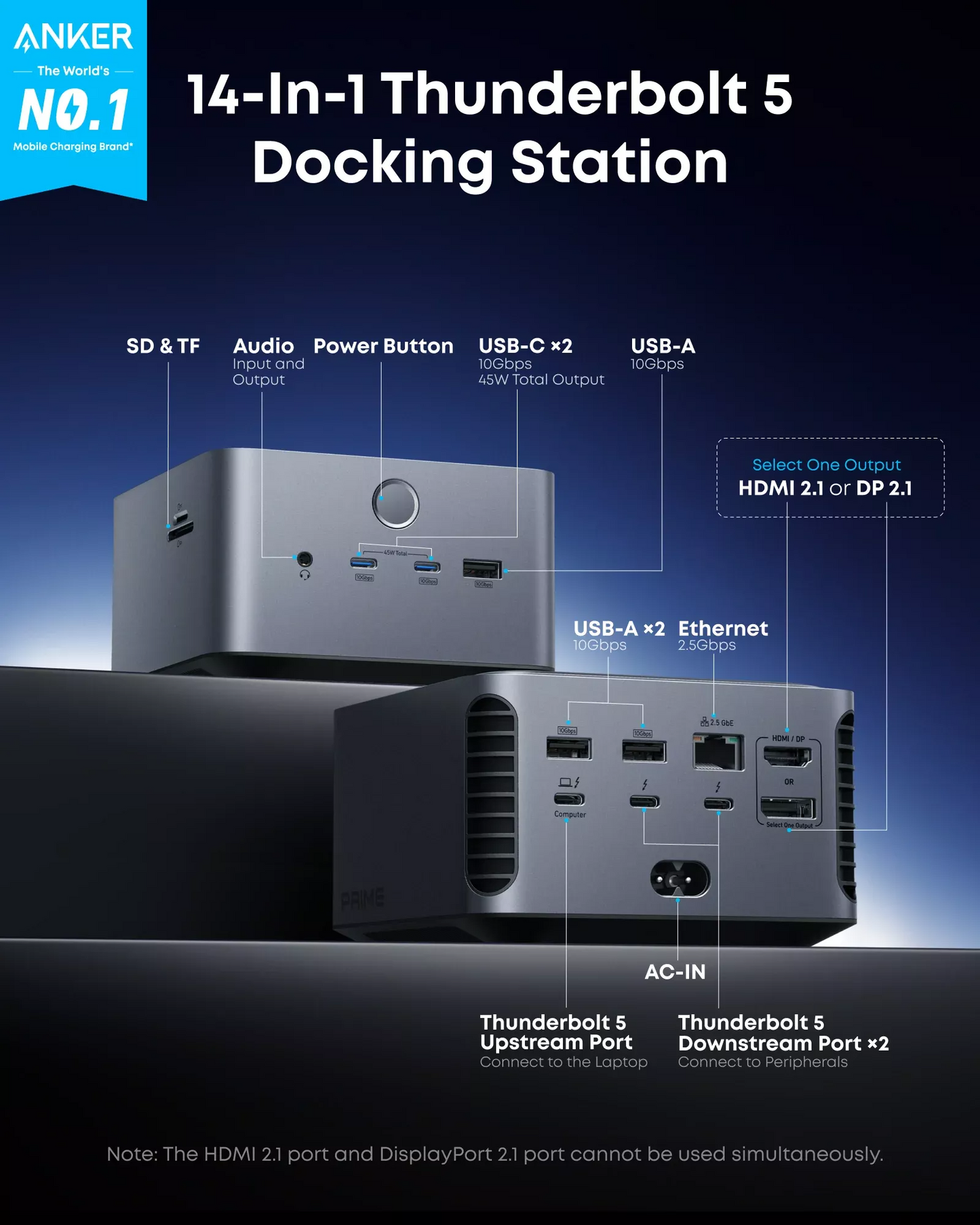 Thunderbolt-Hub Anker Prime TB5, 14in1, Grau A83B53A1