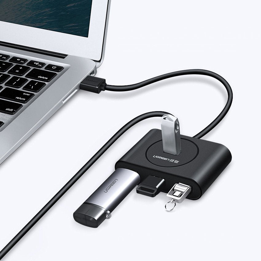 USB-Hub UGREEN CR113, 4 x USB-A 3.0, 0,5 m, Schwarz
