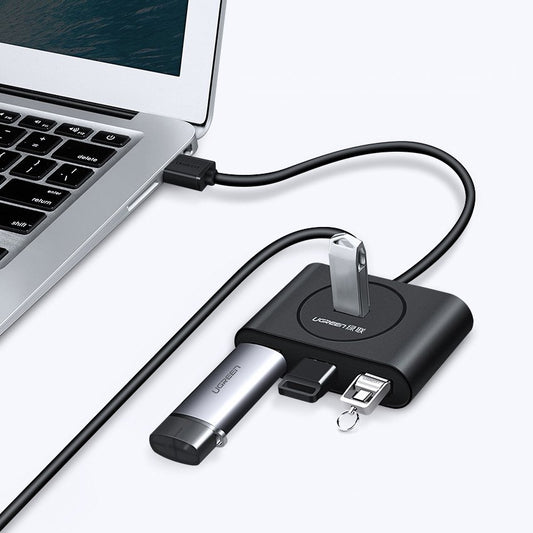 USB-Hub UGREEN CR113, 4 x USB-A 3.0, 0,5 m, Schwarz