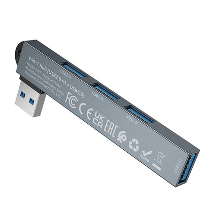 USB-Hub Borofone FH1, 4in1, Grau