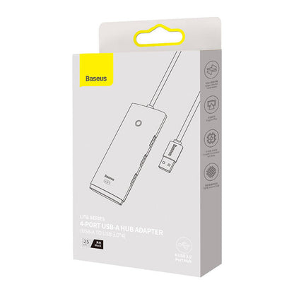 Baseus Lite USB-Hub, 4 x USB-A 3.0 - 1 x USB-C, 0,25m, Schwarz WKQXX030001 