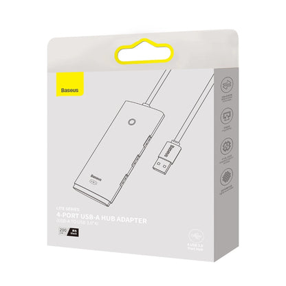 Baseus Lite USB Hub, 4 x USB-A 3.0 - 1 x USB-C, 2m, Black WKQXX030201