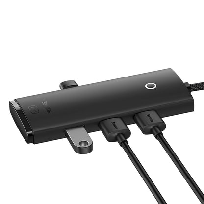 Baseus Lite USB Hub, 4 x USB-A 3.0 - 1 x USB-C, 2m, Black WKQXX030201