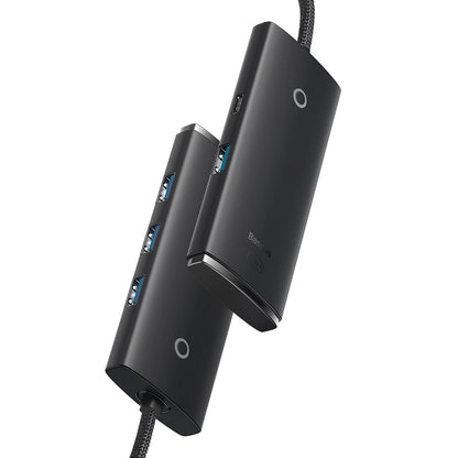 Baseus Lite USB Hub, 4 x USB-A 3.0 - 1 x USB-C, 2m, Black WKQXX030201
