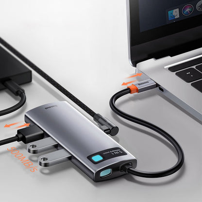 Hub USB-C Baseus Metal Gleam, 3 x USB-A 3.0 - 1 x USB-C - 1 x HDMI, Grau CAHUB-CX0G
