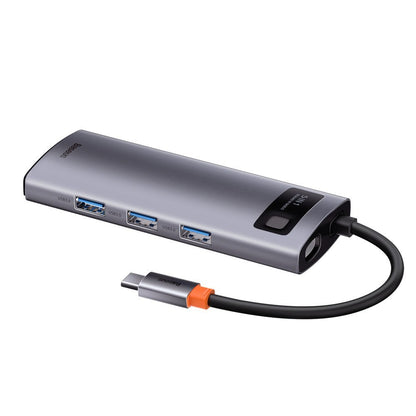 Hub USB-C Baseus Metal Gleam, 3 x USB-A 3.0 - 1 x USB-C - 1 x HDMI, Grau CAHUB-CX0G