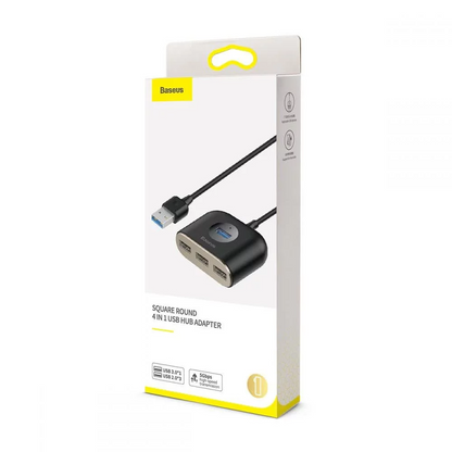 USB-Hub Baseus Square, 1 x USB-A 3.0 - 3 x USB-A, Schwarz CAHUB-AY01