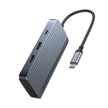 Anker USB-C Hub, 1 x USB-A 3.2 - 3 x USB-A - 1 x USB-C - 2 x HDMI, Grau A83740A2