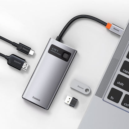 Baseus Metal Gleam USB-C Hub, 2 x USB-A - 1 x USB-C - 1 x HDMI, Gray Resealed CAHUB-CY0G