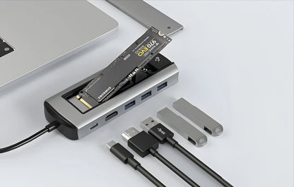 USB-C Hub BlitzWolf BW-Neo TH13, 3 x USB-A 3.0 - 1 x USB-C - 1 x DisplayPort - 1 x SSD-Schnittstelle, Grau