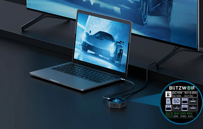 BlitzWolf BW-TH16 USB-C Hub, 8in1, Gray
