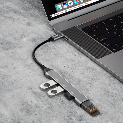 Hub USB-C Dudao A16T, 1 x USB-A 3.0 - 3 x USB-A, Schwarz