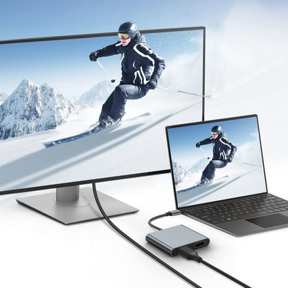 Hub USB-C Tech-Protect HB08, 1 x USB-A - 1 x USB-C - 2 x HDMI, Grau