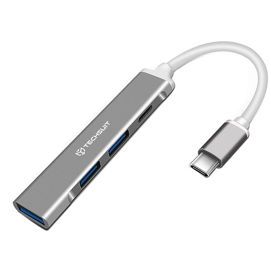 Hub USB-C Techsuit H18 PolarisBridge, 4in1, Weißgrau