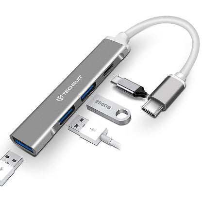 Hub USB-C Techsuit H18 PolarisBridge, 4in1, Weißgrau