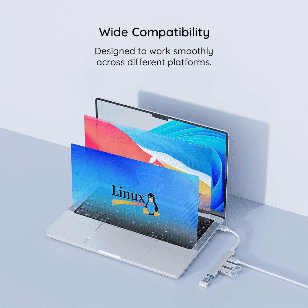 Hub USB-C Techsuit H18 PolarisBridge, 4in1, Weißgrau