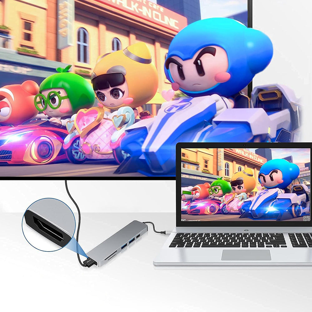 USB-C Hub Techsuit H5 TurboChargeX, 6in1, Gray