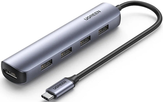 Hub USB-C UGREEN CM417, 4 x USB-A 3.2 - 1 x HDMI, Grau