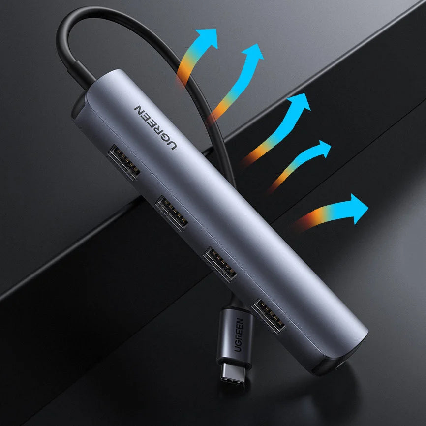 Hub USB-C UGREEN CM417, 4 x USB-A 3.2 - 1 x HDMI, Grau