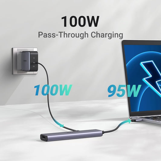 Hub USB-C UGREEN CM478, 1 x USB-A 3.0 - 2 x USB-A - 1 x USB-C - 1 x HDMI, Grau