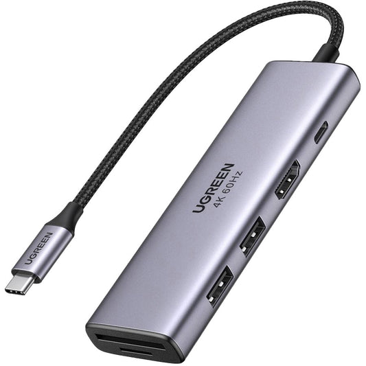 Hub USB-C UGREEN CM511 (60384), 2 x USB-A 3.0 - 1 x USB-C - 1 x HDMI - 1 x SD - 1 x microSD, Grau