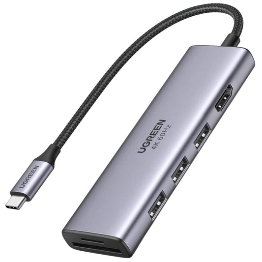 Hub USB-C UGREEN CM511 (60383), 3 x USB-A 3.2 - 1 x HDMI - 1 x SD - 1 x microSD, Grau