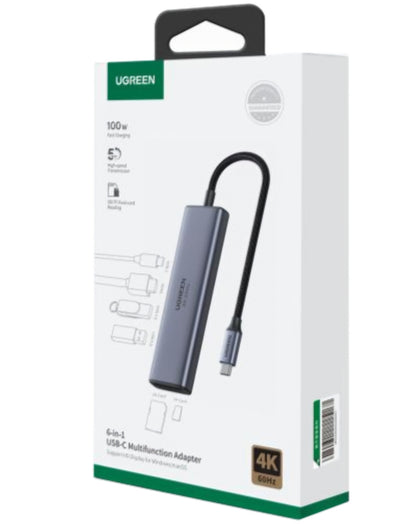 Hub USB-C UGREEN CM511 (60384), 2 x USB-A 3.0 - 1 x USB-C - 1 x HDMI - 1 x SD - 1 x microSD, Grau