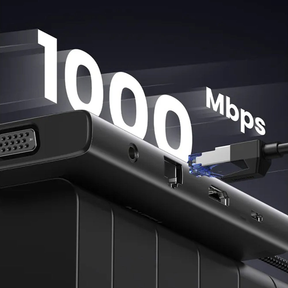 Hub USB-C UGREEN CM639 (45520), 2 x USB-A 3.2 - 3 x USB-C - 1 x HDMI - 1 x VGA - 1 x Klinkenstecker 3.5mm - 1 x RJ45 - 1 x SD - 1 x microSD, Grau