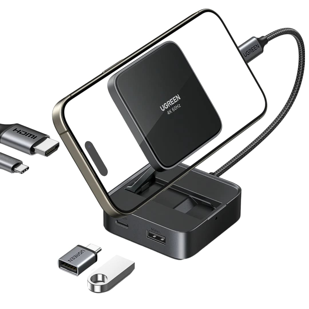Hub USB-C UGREEN CM801, 1 x USB-A 3.0 - 2 x USB-C - 1 x HDMI, Grau